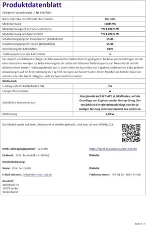 Мобільний кондиціонер Klarstein з випускним шлангом, 4-в-1: кондиціонер, вентилятор, осушувач повітря та нічний режим. Компактний та портативний для дому та офісу. Низьке енергоспоживання, 7000 BTU, білий