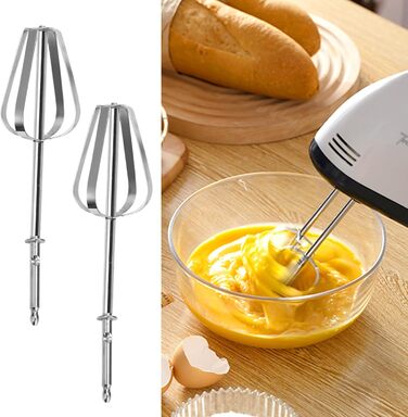 Електричний ручний міксер з нержавіючої сталі, 7 швидкостей, 2 насадки для збивання та 2 гаки для тіста - для кухні