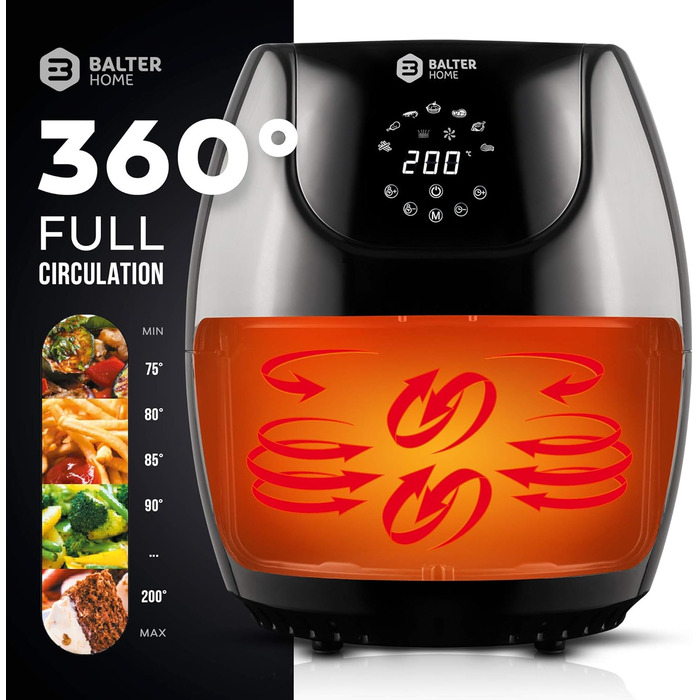 Бальтер Фритюрниця з гарячим повітрям Air Fryer XXL з міні-печі та дегідратором, 10 програм, HL-1200