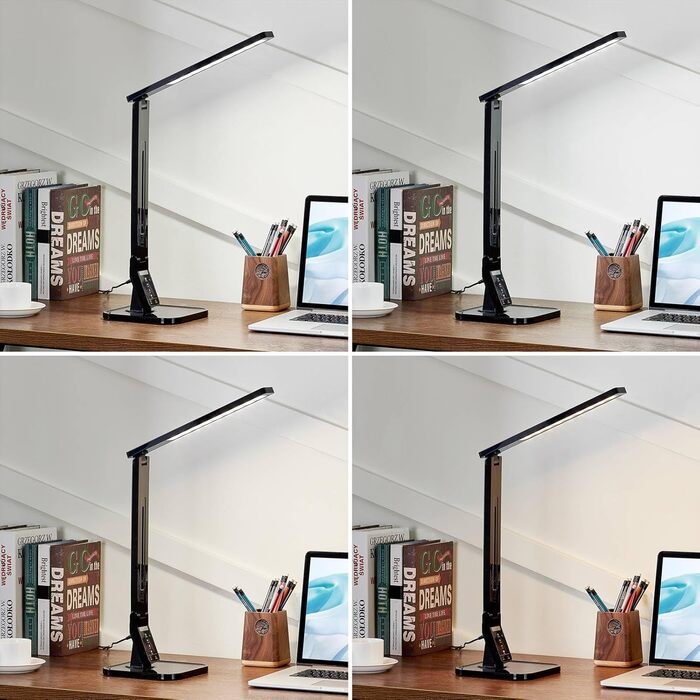 LED настільна лампа Lindby 'Eleni' з торкальним димером, чорна, для робочого кабінету та офісу