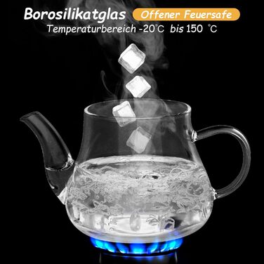 Чайник скляний Honneeo 450 мл з знімним фільтром, для листового чаю, трав'яних зборів та фруктів