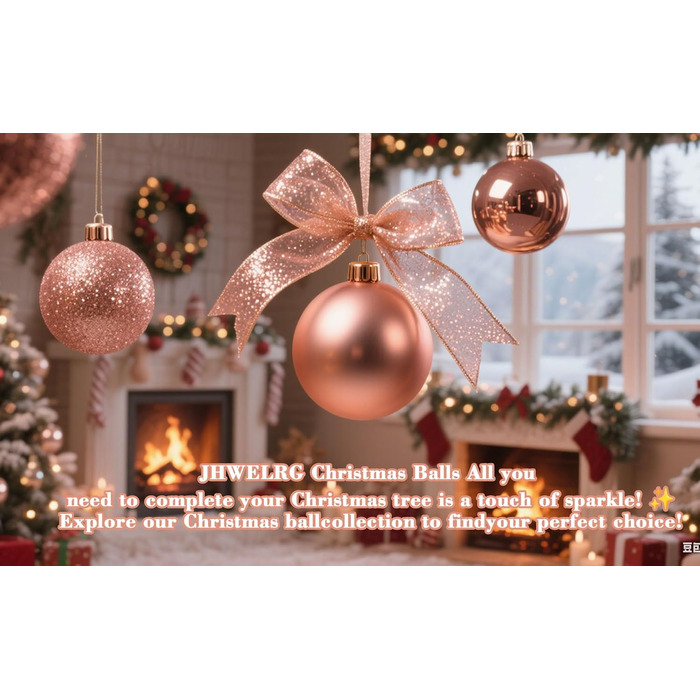 Набір прикрас на ялинку 101 шт. Пластикові кулі, рожеве золото, матові, блискучі, з шишками та стрічками для декору ялинки, святкування, дому