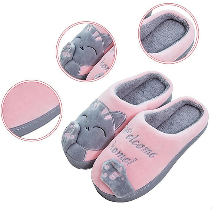 Теплі домашні тапочки Rojeam Nette з м'якого плюшу (43/44 EU, Рожево-сірий)