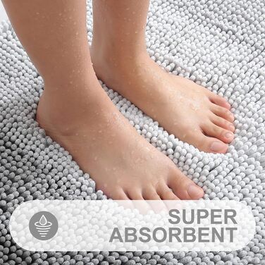 Килимок для ванної кімнати Homaxy з м'якого велюру, неслизький, 40x60 см, сірий