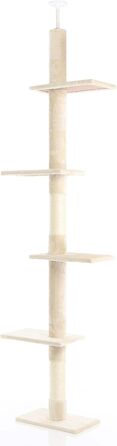 Котячий будиночок-крізьбаум Fudajo, 230–276 см, бежевий, з сизалю, 4 рівні
