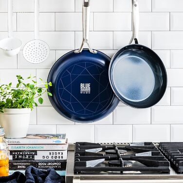 Набір посуду Blue Diamond Cookware Diamantstruktur Keramik Antihaft, 7 предметів: каструлі, сковороди, сотейники. Без PFAS, для всіх плит, індукція, сумісний з посудомийною машиною, до 200°C, блакитний