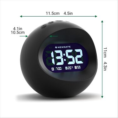 NEWGATE® Digital Centre of the Earth Clock (Black with black LCD display) Black With Black Lcd Display