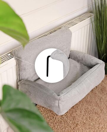 Котяча лежанка Lionto з плюшевим покриттям, тепле котяче ліжко для підвішування на батареї, сіра, зручна, для підвішування