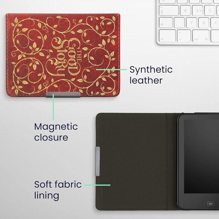 Чохол-книжка kwmobile для Tolino Vision 1/2/3/4 HD - Чохол для eReader з малюнком метеликів, рожевий, білий, жовтий, оранжевий, червоний