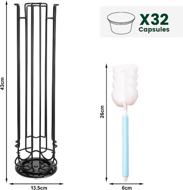 Тримач для капсул YUTUY на 32 шт. Обертовий стенд для капсул кави, чорний