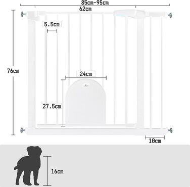 Захист для сходів HENGMEI: металеві ворота для дітей без свердління, автоматичне закриття, 85-95 см