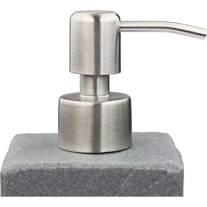 Дозатор для мила Relaxdays, 200 мл, сірий, наповнюваний, для ванної, туалету, кухні, з нержавіючої сталі