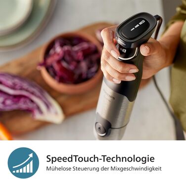Philips 5000 Series Immersion Blender - 1200W Power. ProMix Technology. LED Speed Indicator. Variable Speed Control. Compact Design. Easy to Clean. Black (HR2681/00)