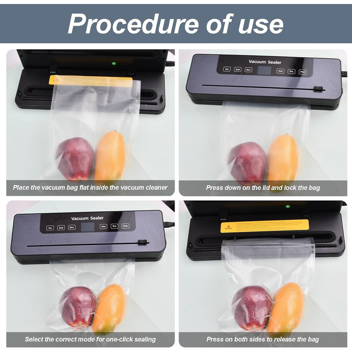 Вакуумний пакувальник Focenat з нарізкою, комплект з 10 пакетами, для зберігання продуктів харчування, міцна зварювальна швейна 30 см