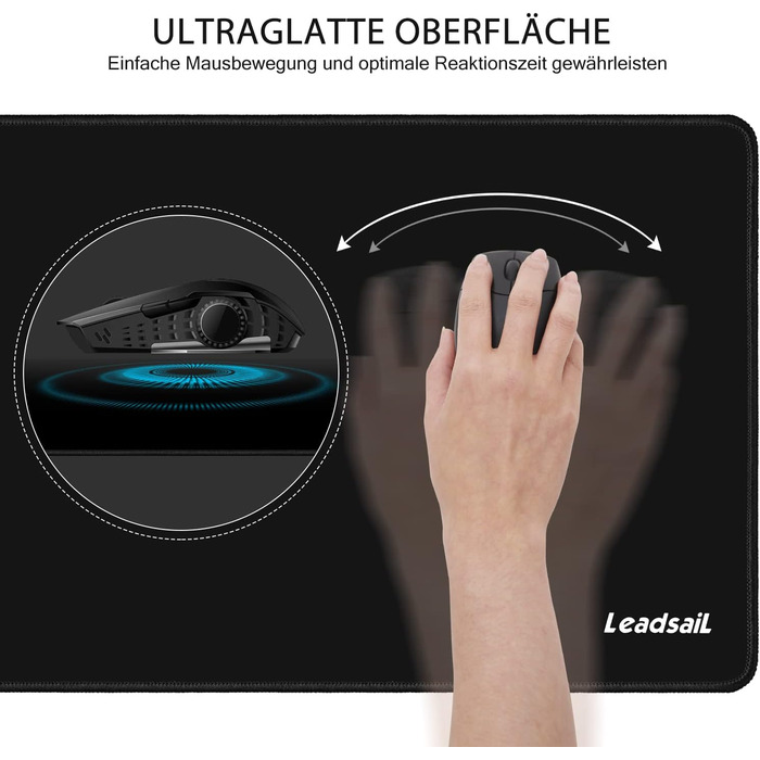Leadsail XXL ігровий килимок для миші та клавіатури (800x300x4 мм), чорний