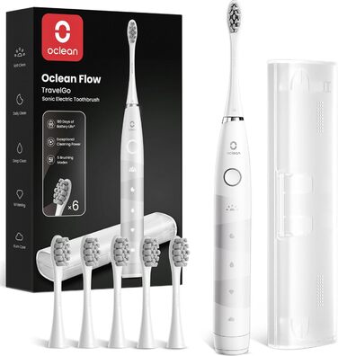 Oclean Find Duo Set: Електрична зубна щітка, 2 шт. з 5 режимами, акумулятор до 180 днів, IPX7, рожевий & блакитний (насадки, 6 шт.)