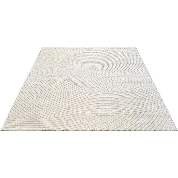 Килим Everest - сучасний короткий ворс для вітальні та спальні з ефектом висоти-глибини, 3D ефект, висока щільність ворсу та приємна м'якість, дизайн Panglao, кремовий (140 x 200 см)