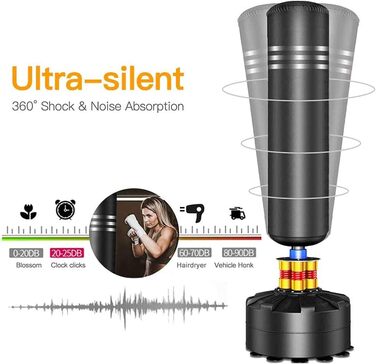 Стенд для боксерського мішка YOLEO, 175 см, чорний - мішок для ударів, тренажер для боксу