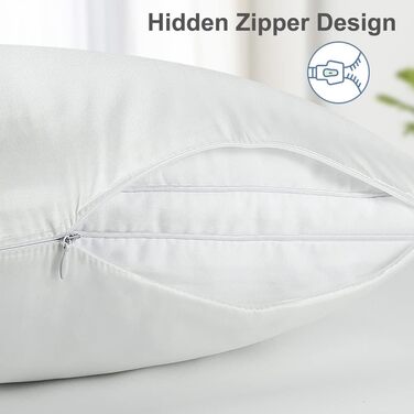 Tenn well Mulberry silk pillowcases for hair and skin, both sides, 100% pure silk, 19 Momme soft, smooth pillowcase with hidden zipper, Standard 51 x 76 cm, White, 2 Pieces Standard 51 x 76cm, 2pcs White