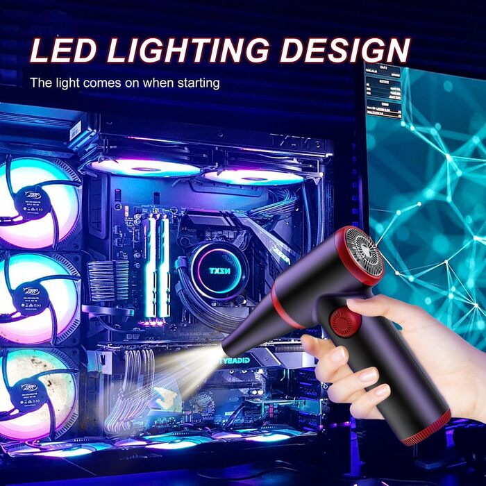 Електричний пилосос для видалення пилу ATENGEUS з регулюванням швидкості, 100500 об/хв, з LED-підсвічуванням, для ноутбуків, ПК, офісних пристроїв, диванів