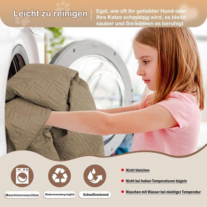 Водонепроникний килимок для собак Gyuro, двосторонній, міцний, для дивану та ліжка, прання дозволено, для собак та котів (Темно-хакі + Хакі, 77 x 178 см)