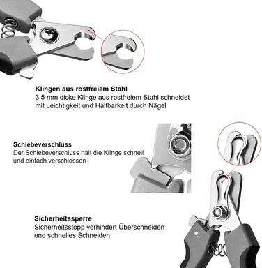 Ножиці для обрізання кігтів собак та котів, нержавіюча сталь, з захистом, червоно-чорні, з пилочкою для кігтів, інструмент для догляду за кігтями