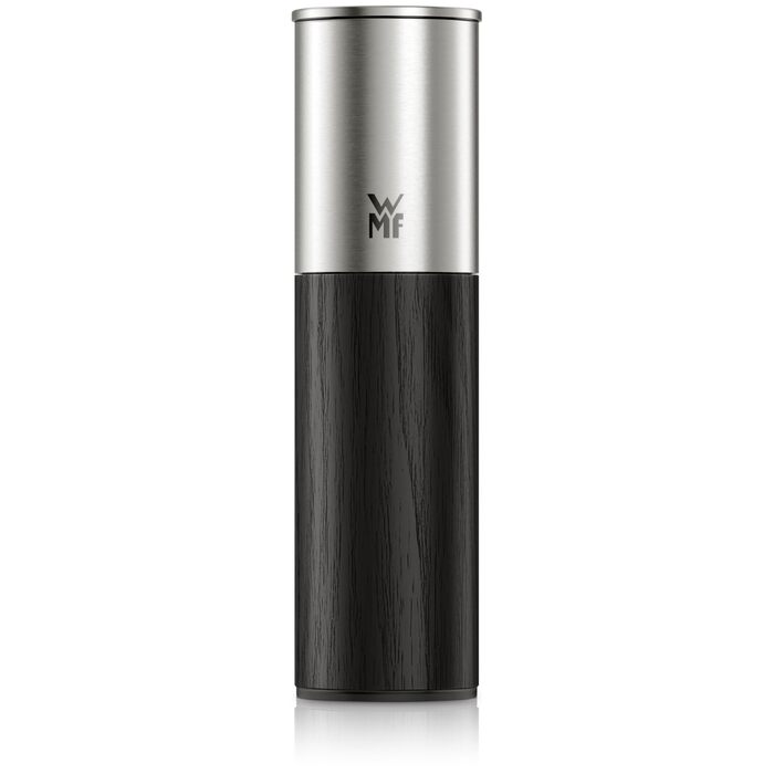 Млин для солі та перцю WMF Nature Pro з керамічним механізмом, регульованим помелом, нержавіюча сталь та дерево, чорний