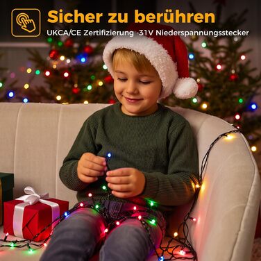 LED гірлянда для прикраси ялинки та декору на балкон/сад: 5м, 150 LED, тепле біле світло, 8 режимів, таймер, пульт, для внутрішнього та зовнішнього використання