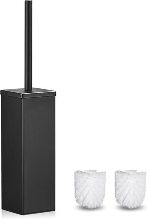 Набір для чищення унітазу FIISAYL: щітка та тримач з нержавіючої сталі (чорний, квадратний)