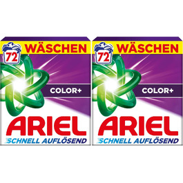 Пральний порошок Ariel Color+ для кольорових речей, швидкорозчинний, 100 прань, 3.6 кг (набір 2 шт)