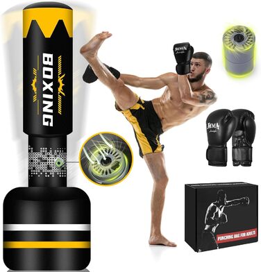 Boxsack JUOIFIP 180см для дорослих: самонадувний боксерський мішок з рукавичками та помпою для MMA, Муай Тай, фітнесу та боксу