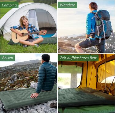 Каремат самонадувний Camping 2025, 12 см, з помпою та подушкою, міцний, ультралегкий для туризму, пляжу