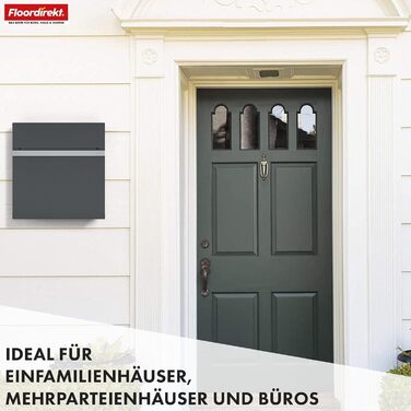 Поштовий ящик Floordirekt Gaston антрацит з газетницею та замком, сучасний, з кришкою та великим отвором для листів