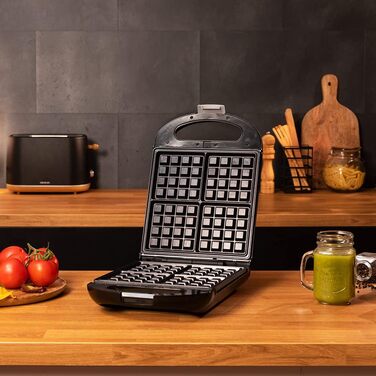 Sandwichmaker Cecotec Rock'nToast Family: 1500W, 4 вафлі, антипригарне покриття, сталевий корпус