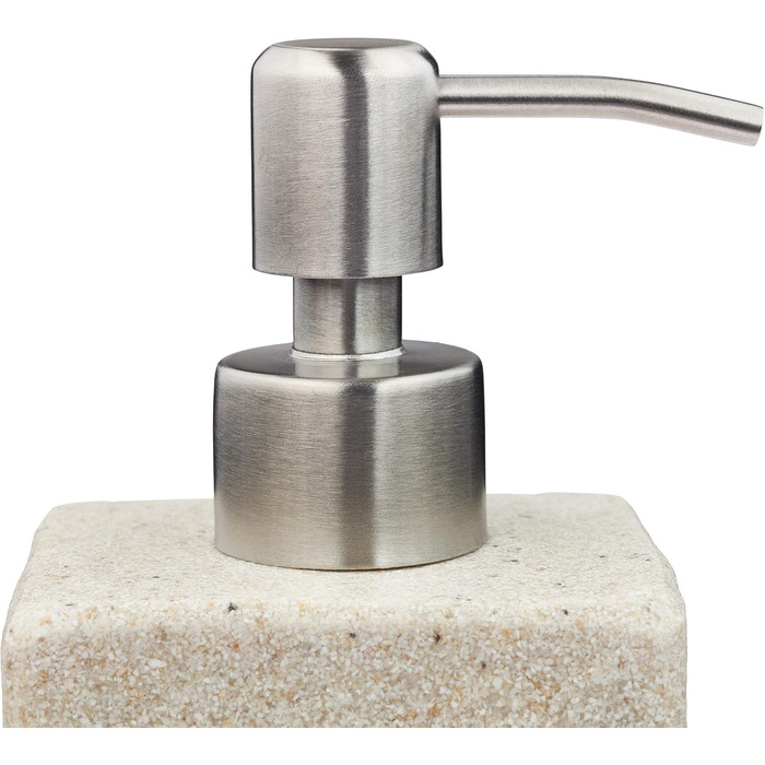 Дозатор для мила Relaxdays, 200 мл, наповнюваний, для ванної, туалету, кухні, з нержавіючої сталі, полірезин, бежевий