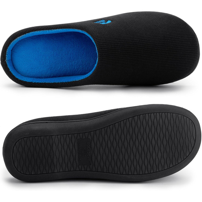 Чоловічі халапи RockDove Original з двокольоровою підошвою з Memory Foam (43.5 EU, Чорний та Сапфірово-синій)