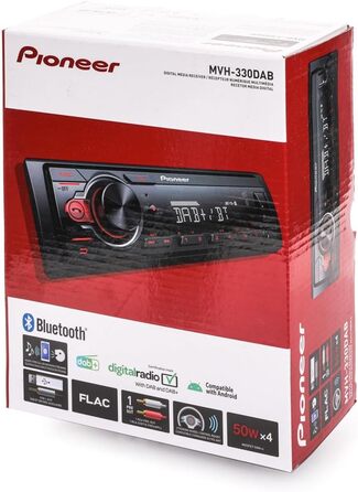 Автомагнітола Pioneer MVH-330DAB 1DIN з RDS, DAB+, USB, AUX, Bluetooth, компактна