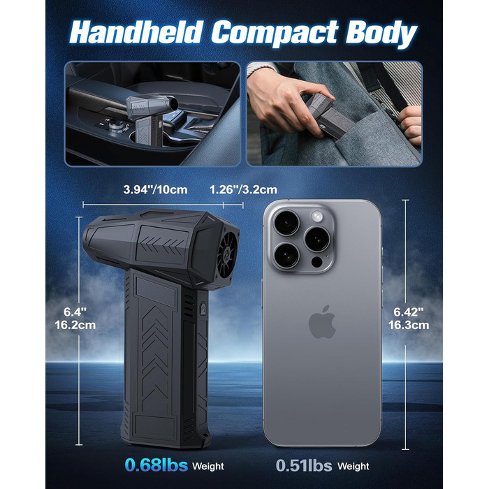 Електричний повітряний пилосос: акумуляторний міні-пилосос з компресором, 130 000 об/хв для дому, авто та офісу (X11)