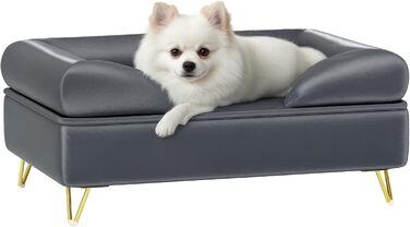 Диван для собак PawHut, лежанка для домашніх тварин з знімною спинкою, знімний чохол, сірий