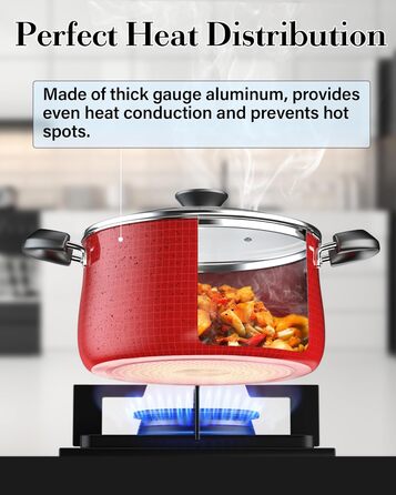 Набір антипригарних сковорідок Cook N Home, 3 шт, індукційні, мармурово-червоні, 20,3/24,9/27,9 см, преміум якість