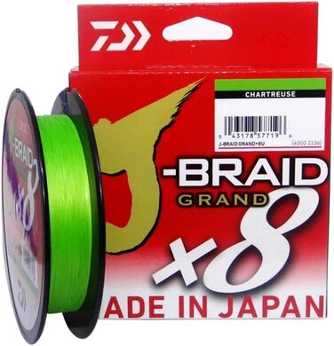 Плетена волосінь Daiwa J-Braid Grand x8E 270 м, жовто-зелена
