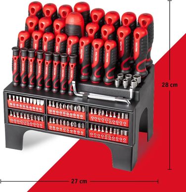 Набір викруток і бітів WALTER XXL 100 шт. – подарунок для тата, чоловіків і майстрів – прецизійні та кутові викрутки, насадки, тріскачка – хрестова, шестигранна, 100 предметів