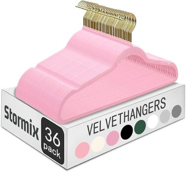 22 шт. велюрові вішалки для одягу Stormix - преміум-якість, для піджаків, сорочок, суконь (рожево-золотий)