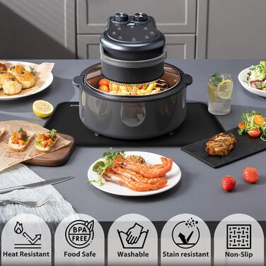 Термостійкий килимок для захисту від нагрівання 60x40 см, вогнестійкий килимок для кухонних стільниць, силіконовий килимок, неслизький та водонепроникний для аір-фрі, кавомашини (50x30 см, чорний)