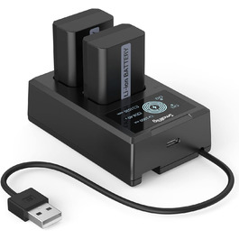 SMALLRIG Запасні акумулятори для Sony NP-FW50 (2 шт.) з LCD-дисплеєм та зарядним пристроєм. Сумісні з Sony ZV-E10, A6300, A6400, A6500, A7 II, A7R II, A7S, A7S II, A7R, RX10 III
