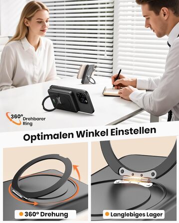 Портативний зарядний акумулятор SOARAISE 10000mAh з PD 20W, USB-C та бездротовою зарядкою, LED дисплеєм, чорний