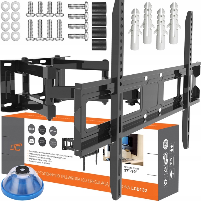 Потужний універсальний настінний поворотний кронштейн для телевізора 37