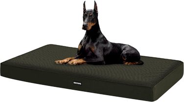 Ортопедичне ліжко для собак, 10 см товщина, для середніх та великих собак, знімний та пральний килимок, неслизьке дно, водонепроникне внутрішнє покриття, 112 см, оливковий колір