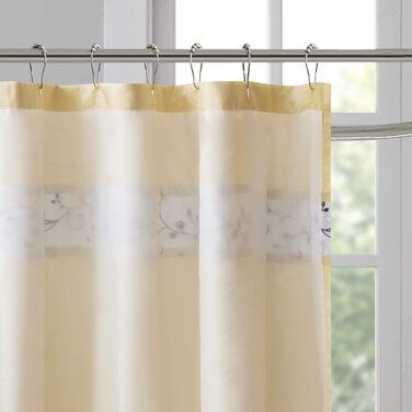 Шторка для душу Madison Park Serene Flora з вишивкою, 72x72 см, жовта
