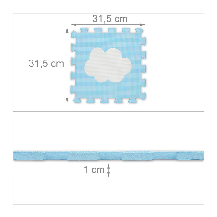 Relaxdays 18-Piece Puzzle Mat Cloud